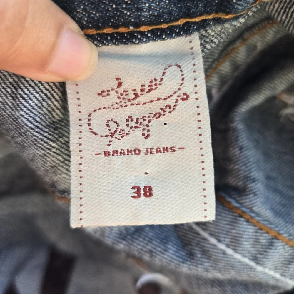 True Religion Joey Super T World Tour Jeans Men's 38x34 Denim Blue Straight‎ Leg